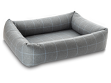 Pet Luxury Bolster Rectangular Dog Bed 3 Sizes in our Avondale in Classic Check: Blue-Grey