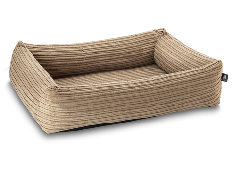 Pet Luxury Bolster Rectangular Dog Bed 3 Sizes in our Avondale in Classic Cord Beige