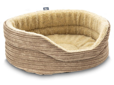 Pet Luxury Snug Oval Dog Bed 6 Sizes in our Avondale in Classic Cord Beige