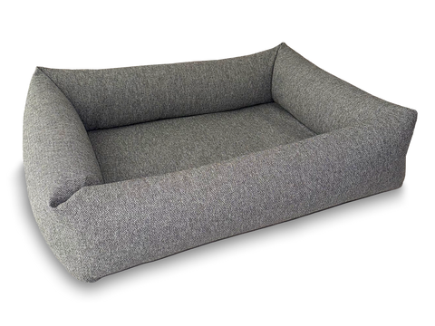 Bolster Rectangular Orthopaedic Dog Bed Fully Washable with Zips and 4 Firm Bolster Tubular Sides 3 Sizes in Orkney Grey