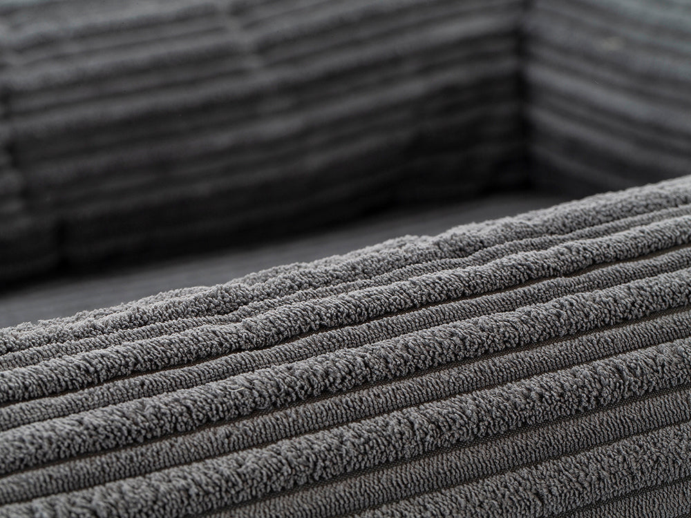 Bolster Rectangular Orthopaedic Dog Bed Available in 3 Sizes - Classic Cord: Grey