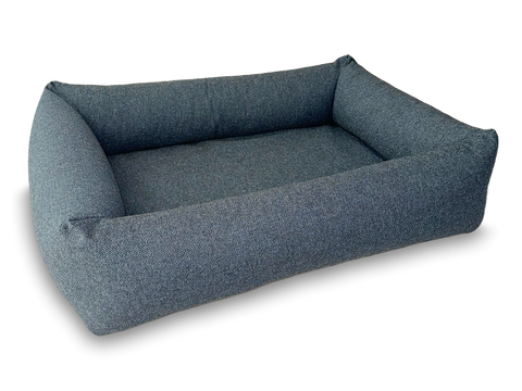 Bolster Rectangular Orthopaedic Dog Bed Fully Washable with Zips and 4 Firm Bolster Tubular Sides 3 Sizes in Orkney Ocean Blue