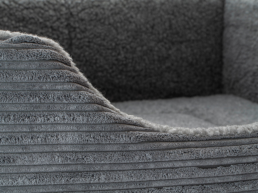 Pet Luxury Haven Square Dog Bed 5 Sizes in our Avondale in Classic Cord Grey