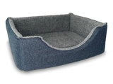 Haven Square Fleece Lined High Sided Luxury Dog Bed 5 Sizes in Orkney Ocean Blue