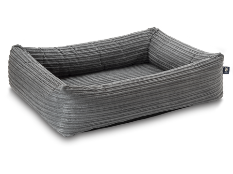 Pet Luxury Bolster Rectangular Dog Bed 3 Sizes in our Avondale in Classic Cord Grey