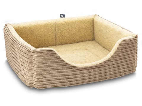 Pet Luxury Haven Square Dog Bed 5 Sizes in our Avondale in Classic Cord Beige