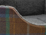 Pet Luxury Haven Square Dog Bed 5 Sizes in our Avondale in Signature Tartan: Olive-Heather-Chestnut