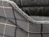 Pet Luxury Snug Oval Dog Bed 6 Sizes in our Avondale Signature Tartan Charcoal-Black-Taupe